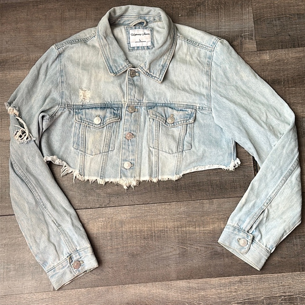 Highway Jeans, Denim Crop Jacket, Size Large